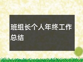 班組長(zhǎng)個(gè)人年終工作總結(jié)