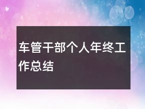 車管干部個(gè)人年終工作總結(jié)