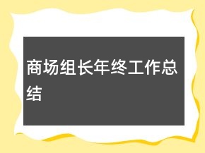 商場組長年終工作總結(jié)