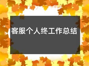 客服個人終工作總結(jié)