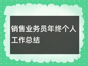 銷售業(yè)務員年終個人工作總結