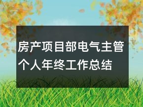 房產(chǎn)項(xiàng)目部電氣主管個(gè)人年終工作總結(jié)