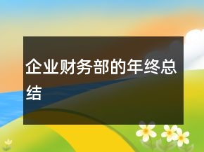 企業(yè)財(cái)務(wù)部的年終總結(jié)