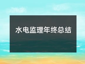水電監(jiān)理年終總結(jié)