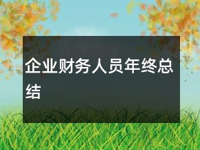 企業(yè)財(cái)務(wù)人員年終總結(jié)