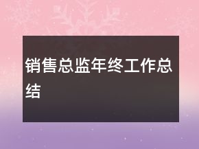銷售總監(jiān)年終工作總結