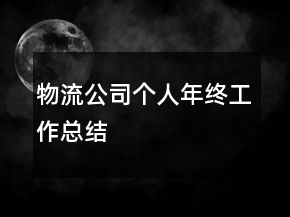 物流公司個(gè)人年終工作總結(jié)