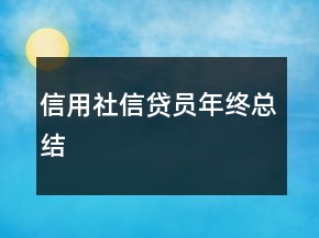 信用社信貸員年終總結