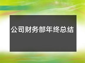 公司財(cái)務(wù)部年終總結(jié)
