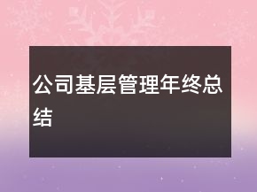 公司基層管理年終總結(jié)