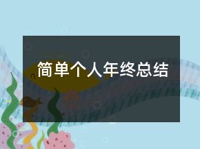 簡單個人年終總結(jié)