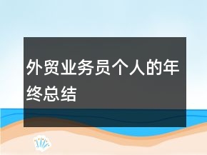 外貿(mào)業(yè)務(wù)員個人的年終總結(jié)