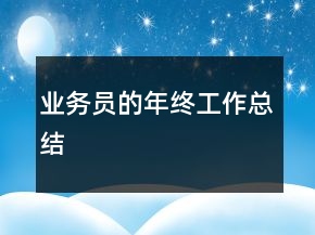 業(yè)務(wù)員的年終工作總結(jié)