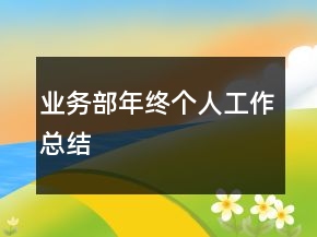 業(yè)務(wù)部年終個人工作總結(jié)