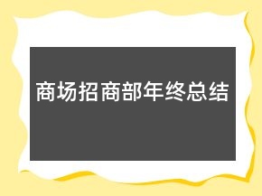 商場招商部年終總結(jié)