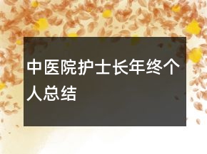 中醫(yī)院護士長年終個人總結(jié)