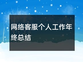 網絡客服個人工作年終總結