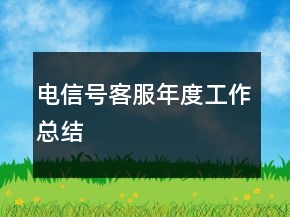 電信號(hào)客服年度工作總結(jié)