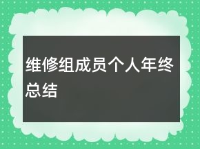 維修組成員個人年終總結(jié)