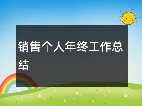銷售個(gè)人年終工作總結(jié)