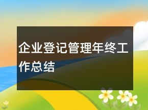 企業(yè)登記管理年終工作總結(jié)