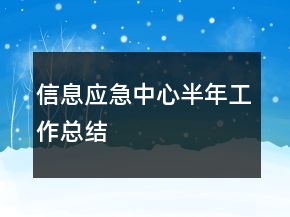 信息應(yīng)急中心半年工作總結(jié)