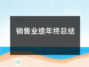 銷售業(yè)績(jī)年終總結(jié)
