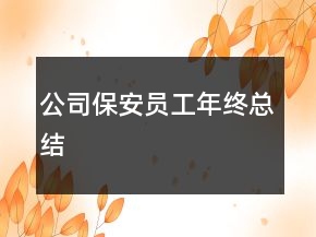 公司保安員工年終總結(jié)