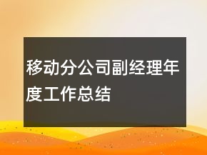 移動分公司副經理年度工作總結