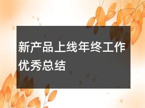 新產(chǎn)品上線年終工作優(yōu)秀總結(jié)
