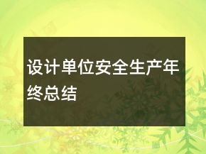 設計單位安全生產年終總結