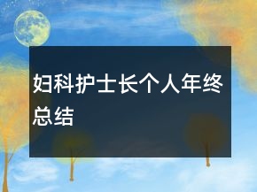 婦科護士長個人年終總結