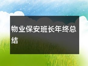 物業(yè)保安班長(zhǎng)年終總結(jié)