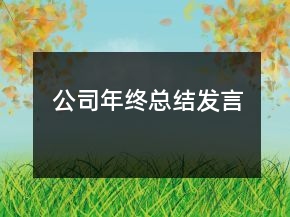 公司年終總結(jié)發(fā)言