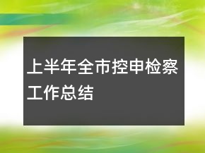 上半年全市控申檢察工作總結(jié)