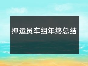 押運員車組年終總結(jié)