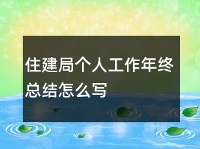 住建局個人工作年終總結(jié)怎么寫