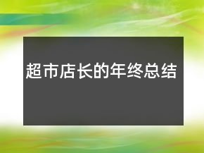 超市店長的年終總結