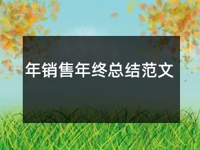 年銷售年終總結(jié)范文