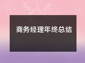 商務(wù)經(jīng)理年終總結(jié)