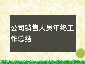 公司銷售人員年終工作總結(jié)