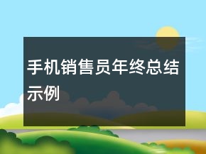 手機銷售員年終總結示例