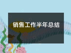 銷售工作半年總結(jié)