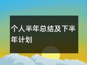 個(gè)人半年總結(jié)及下半年計(jì)劃