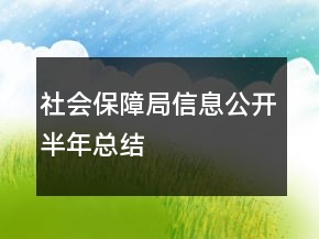 社會保障局信息公開半年總結(jié)