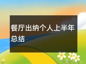 餐廳出納個人上半年總結(jié)
