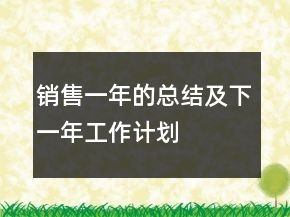 銷售一年的總結(jié)及下一年工作計(jì)劃