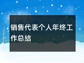 銷售代表個人年終工作總結(jié)