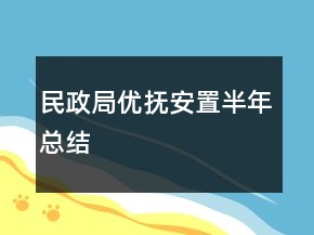 民政局優(yōu)撫安置半年總結(jié)