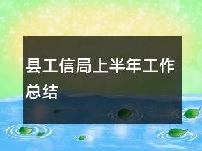 縣工信局上半年工作總結(jié)